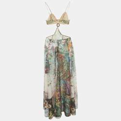 Alexis Green Sequin Embroidered Cut-Out Maxi Dress M