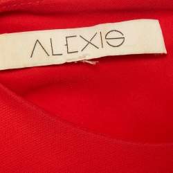 مملوكة مسبقًا فستان أليكسيس قصير بحاشية دانتيل جوبر من الكريب باللون الأحمر صغير