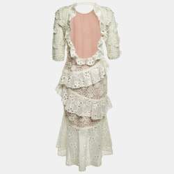 Pre Owned فسـتان أليكسـيز ميكايالـا ميدي مـن الدانتيل باللـون الأبـيـض متوسـط