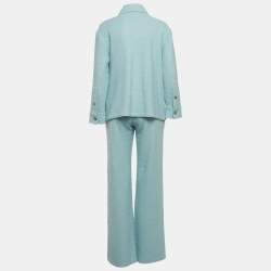 Pre Owned  Alexis Blue Cotton Crochet Shirt and Kiana Pants Set M/S