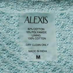 Pre Owned  Alexis Blue Cotton Crochet Shirt and Kiana Pants Set M/S