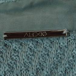 Pre Owned  Alexis Blue Cotton Crochet Shirt and Kiana Pants Set M/S