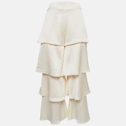 Alexis Ivory White Satin Tiered Pants XS