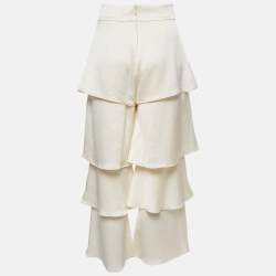 Alexis Ivory White Satin Tiered Pants XS