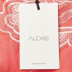 مملوكة مسبقًا Alexis Coral Orange Embroidered Cotton Midi Dress S
