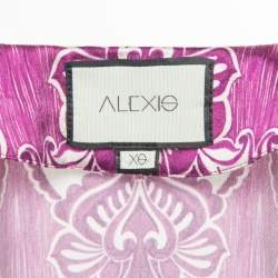 Pre Owned جيمبسوت ألكسيس حرير مطبوع بنفسجي معقود مقاس صغير جدًا - إكس سمول