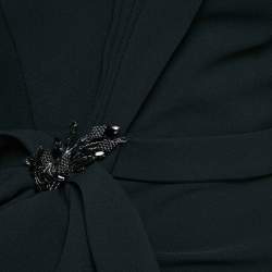 Alfabeta Black Embellished Crepe Pleat Detail Maxi Dress S