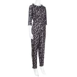 Alice by Temperley Black Floral Lace Belted Eros Jumpsuit L