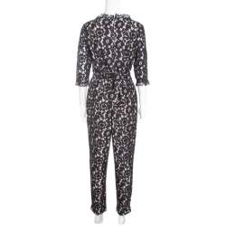 Alice by Temperley Black Floral Lace Belted Eros Jumpsuit L