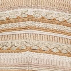 Alice + Olivia Gold/Natural Patterned Lurex and Cotton Knit Crop Top S