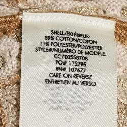 Alice + Olivia Gold/Natural Patterned Lurex and Cotton Knit Crop Top S