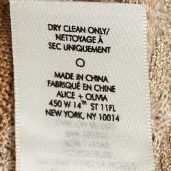 Alice + Olivia Gold/Natural Patterned Lurex and Cotton Knit Crop Top S