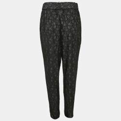 Alice + Olivia Black Floral Lace Trousers L
