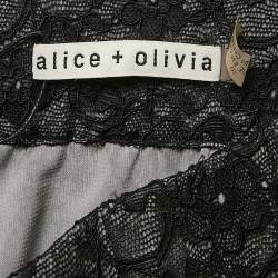 Alice + Olivia Black Floral Lace Trousers L