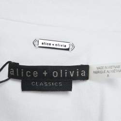 Alice + Olivia White Linen Blend Single Breasted Blazer M