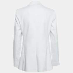 Alice + Olivia White Linen Blend Single Breasted Blazer M