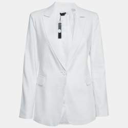 Alice + Olivia White Linen Blend Single Breasted Blazer M
