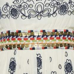 Pre Owned Alice + Olivia Off White Embroidered Mini Dress M