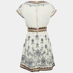 Pre Owned Alice + Olivia Off White Embroidered Mini Dress M