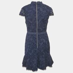 Pre Owned Alice + Olivia Navy Blue Lace Mini Dress L