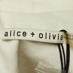 Pre Owned Alice + Olivia White Linen Blend Shawl Collar Blazer M