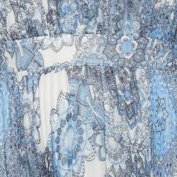 Pre Owned Alice + Olivia Blue Floral Print Georgette Cheney Cut Out Maxi Dress M