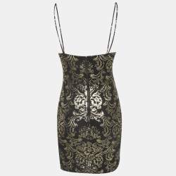 Pre Owned Alice + Olivia Black Floral Foil Print Fifi Mini Dress S