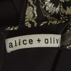 Pre Owned Alice + Olivia Black Floral Foil Print Fifi Mini Dress S