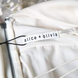 مملوكة مسبقًا Alice + Olivia Beige Antique Gold Lace Detail Julianne Ballerina Dress M