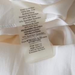 Pre Owned Alice + Olivia Cream Crepe Silk Pleated Bodice Strapless Skater Dress S