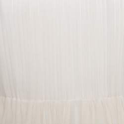 Pre Owned Alice + Olivia Cream Crepe Silk Pleated Bodice Strapless Skater Dress S