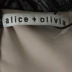 Alice + Olivia Monochrome Lace Back Zip Detail Noreen Midi Dress S