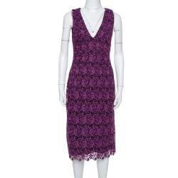 Alice + Olivia Purple Floral Guipure Lace Sleeveless Preslee Dress M