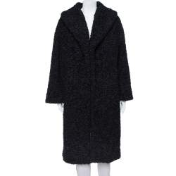 Alice + Olivia Black Boucle Oversized Ora Coat L