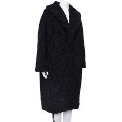 Alice + Olivia Black Boucle Oversized Ora Coat L