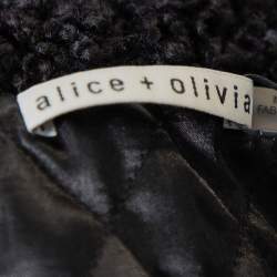 Alice + Olivia Black Boucle Oversized Ora Coat L