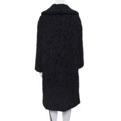 Alice + Olivia Black Boucle Oversized Ora Coat L