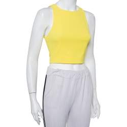 Alice + Olivia Yellow Crepe Lace Trim Detail Sleeveless Poppy Crop Top XS