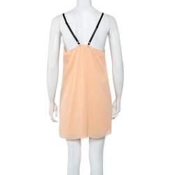 Pre Owned Alice + Olivia Orange Chiffon Leather Strap Detail Kirby Shift Dress S