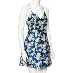 Pre Owned Alice + Olivia Blue Floral Jacquard Tayla Mini Dress M