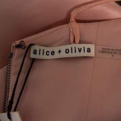 Pre Owned Alice + Olivia Light Pink Sateen Lantern Mini Dress S 