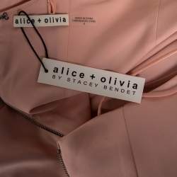 Pre Owned Alice + Olivia Light Pink Sateen Lantern Mini Dress S 