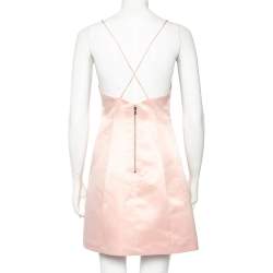 Pre Owned Alice + Olivia Light Pink Sateen Lantern Mini Dress S 