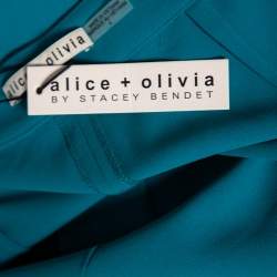 Pre Owned Alice + Olivia Teal Green Crepe Flared leg Jalisa Trousers S