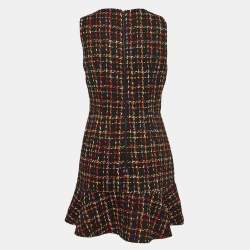 Alice + Olivia Multicolor Tweed Sleeveless Flounce Sonny Dress L