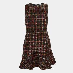 Alice + Olivia Multicolor Tweed Sleeveless Flounce Sonny Dress L
