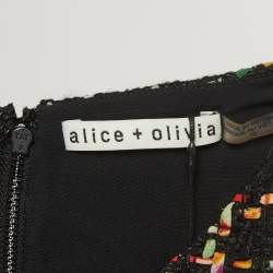 Alice + Olivia Multicolor Tweed Sleeveless Flounce Sonny Dress L