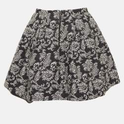Pre Owned Alice + Olivia Black Jacquard Pleated Mini Skirt S