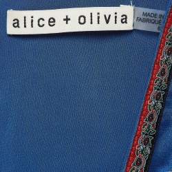 Alice + Olivia Blue Floral Beaded Embroidery Crepe Mini Dress M