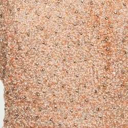 Pre Owned Alice + Olivia Dusty Pink Beads and Crystal Embellished Sleeveless Mini Dress M